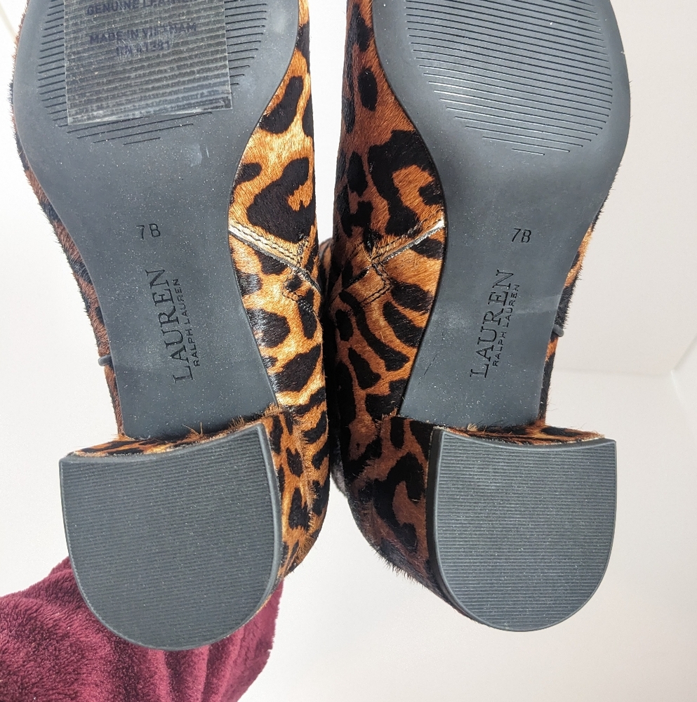 NWOT Lauren Ralph Lauren Leopard Ankle Boots - Picture 14 of 16